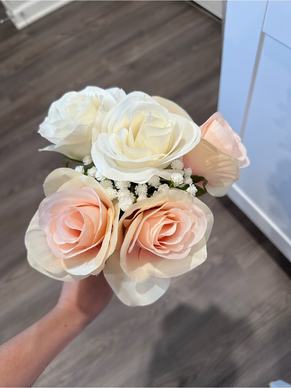 Elegant Artificial Rose Bouquet in Cream and Blush - Home Accents